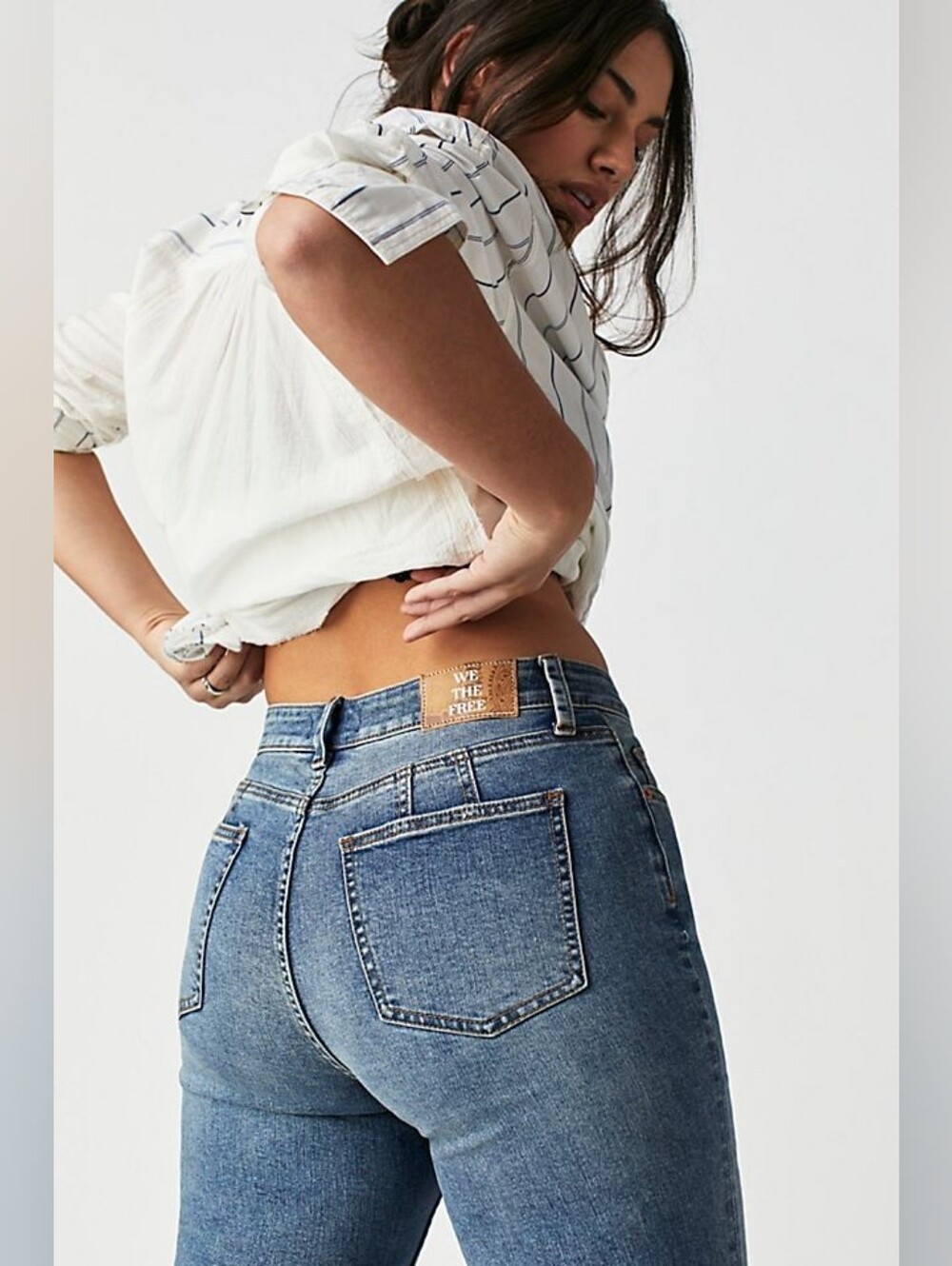 NWT Free People CRVY Vintage High-Rise Flare Jeans in Jive Me, 32